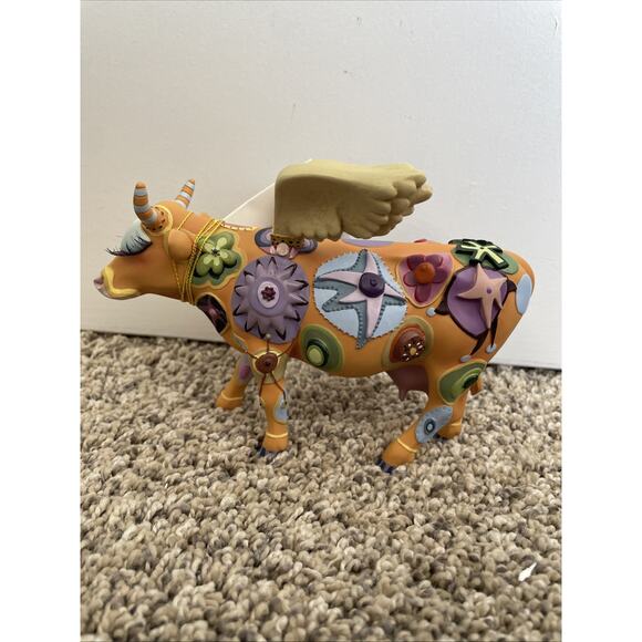Cow Parade ANGELI COW #9127 Eyelashes Angel Wings Boho Westland Figurine RETIRED - Picture 1 of 11